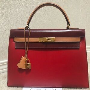 Hermes Vintage Kelly 32 Tricolor